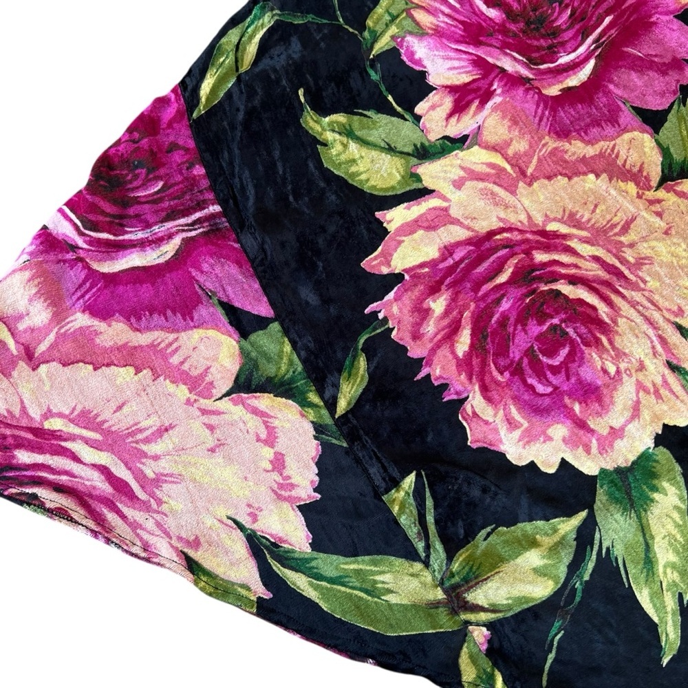 VTG Whimsigoth Velvet Floral Slip Dress Strappy Back 90s Nolita Romantic Vamp XL - Picture 11 of 17